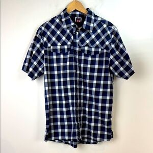 Helly Hansen Blue and White Casual Button Down Shirt Size Large